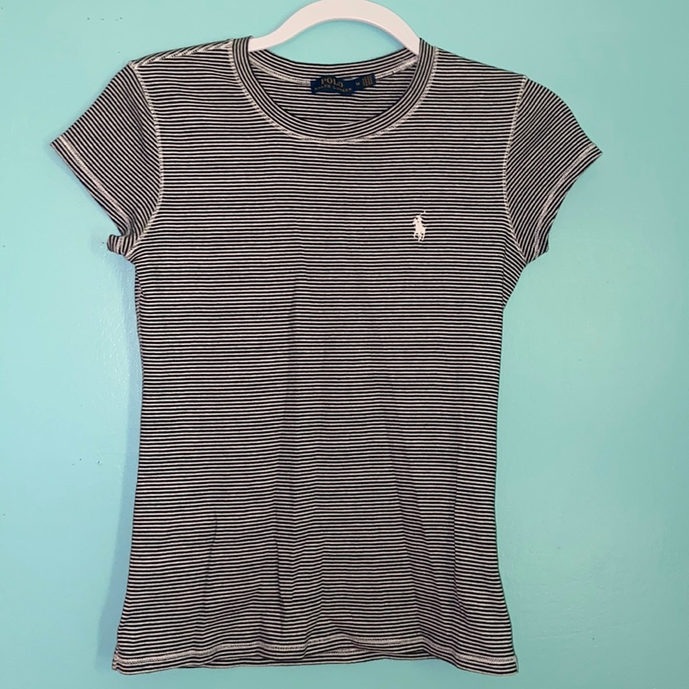 Black and White Striped Ralph Lauren Shirt